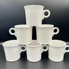 Fiestaware Fiesta Coffee Mugs Cups O Ring Handle Homer Laughlin White Set of 6