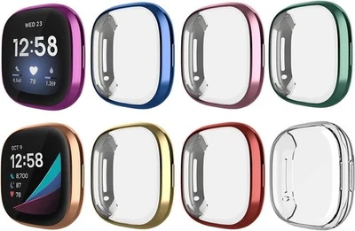 ALFA ACCESSORIES Funda Para Reloj Fitbit Versa 3 4 Sense 2 TPU Silicona Protector Pantalla Gel Cubierta