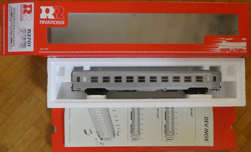 voiture SNCF DEV Inox longue B10 2ème classe Rivarossi HO ref 3701 | Zustand: Occasion
