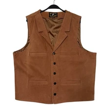 Wyoming Traders Buffalo Leather Vest XL Snap Up Western Cowboy Ranch Wear NEW