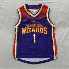 Harlem Wizards Youth Medium Jersey #1 Signed Multiple Autographs Purple Red YM