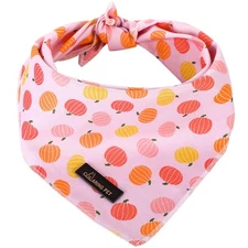 Halloween Dog Bandanas Cotton Pink Pumpkin Pet Bandanas Triangle Bibs Scarf