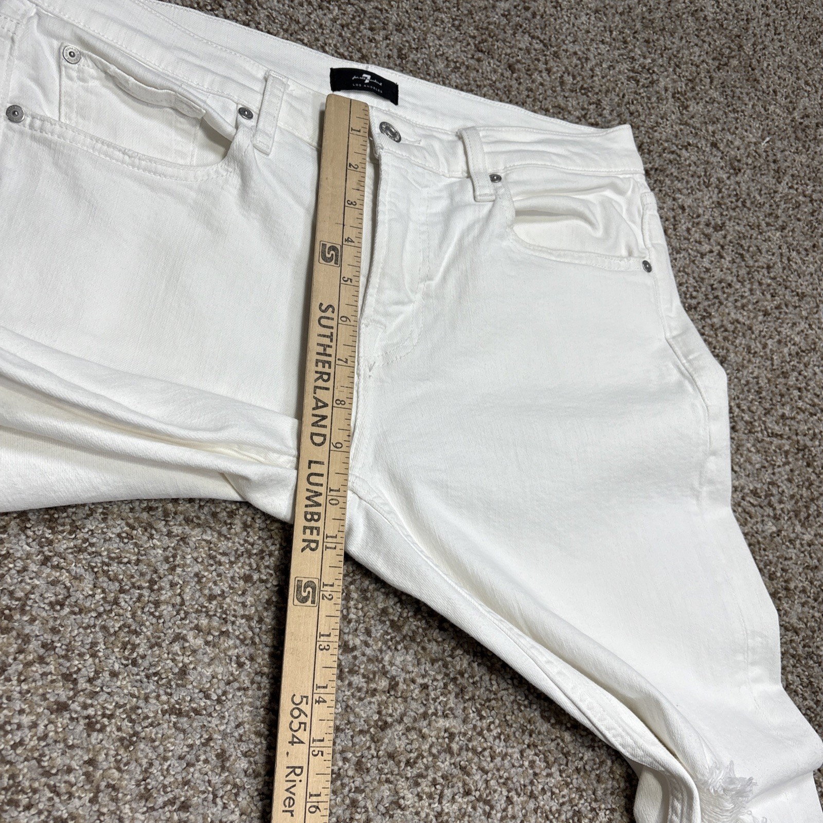 7 For All Mankind Slimmy Pants Mens 33 X 31 Distressed White Jeans - View 11