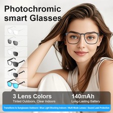 AI Smart Glasses Photochromic, Bluetooth Wireless Multi-functional Features hnyt