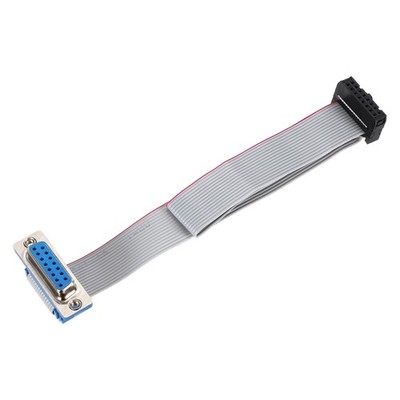 IDC Wire Flat Ribbon Cable DB15 Female to FC-16 Female 2.54mm Pitch 30cm Length