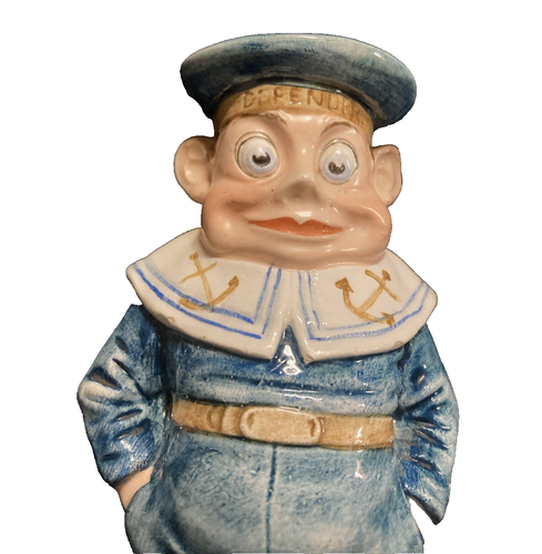 Antique Palmer Cox Majolica The Sailor Defender Candle Holder - Picture 9 of 12