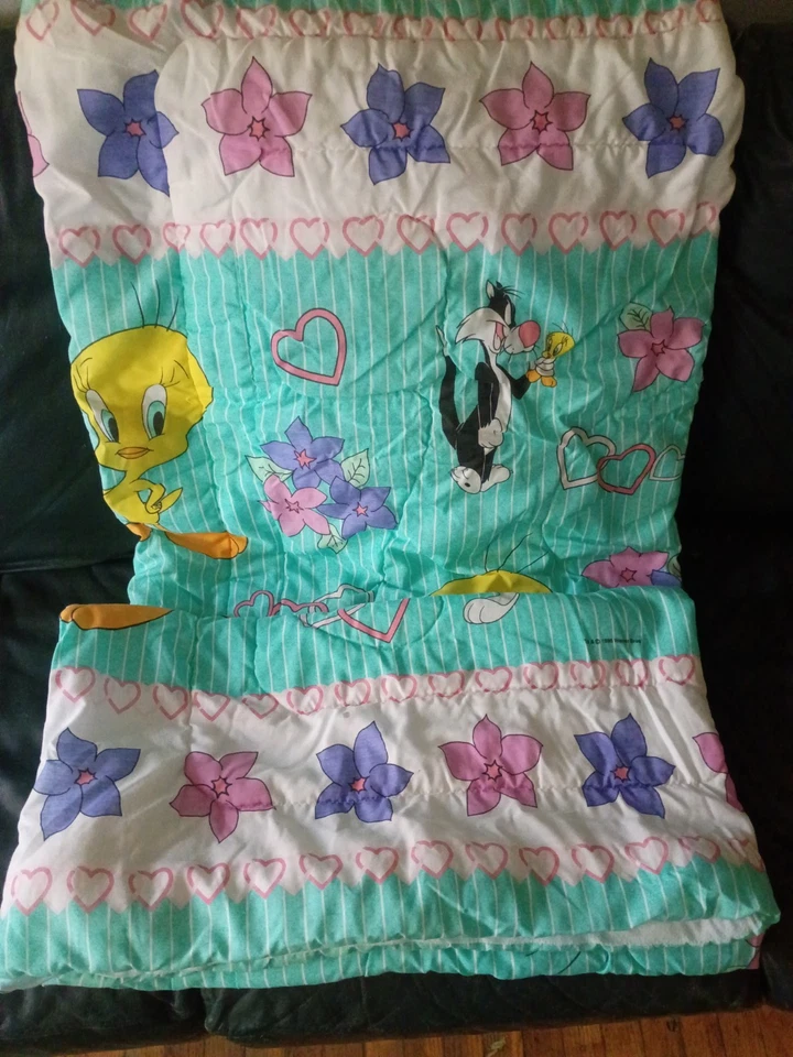 VTG 1996 Looney Tunes FullSZ Comforter Tweety Sylvester Taz Bugs 86X60 EXCELLENT - Image 2 of 4