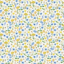 Timeless Treasures Bee Kind Mini Wildflowers on Cream Cotton Fabric by the Yard