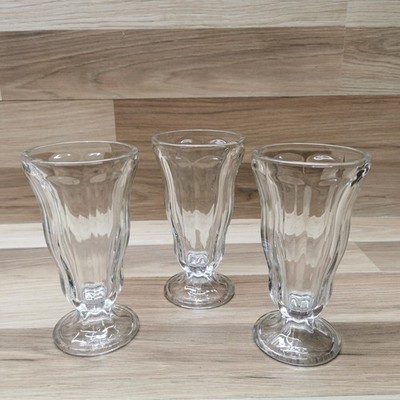 3er Set Vintage Anchor Hocking Eisbecher / Milchshake / Knickerbocker Glory Gläser
