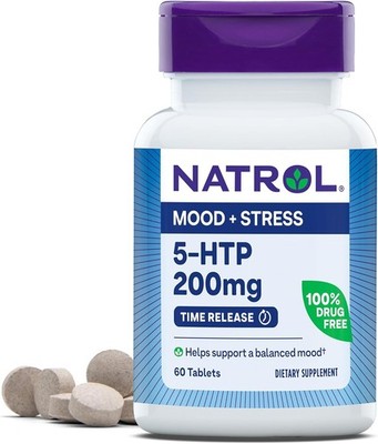 Natrol 5-HTP 200mg Dietary Supplement to Support a Balanced Mood, 60 Time Rele