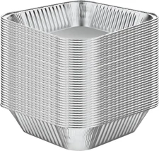 WANBAO 30 Pcs Disposable Aluminum Foil Baking Pans 8"x8"x2" – Square Bakeware fo