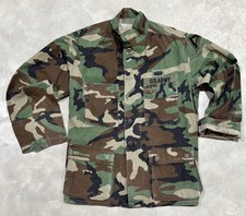 Vintage US Army Woodland Camo BDU Coat Paratrooper Button Front Mens Medium Reg