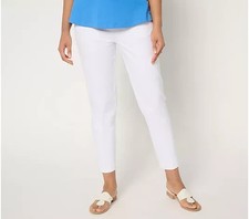 Isaac Mizrahi Live 24/7 Stretch Icon Ankle Pants-White-Reg 12-A692858
