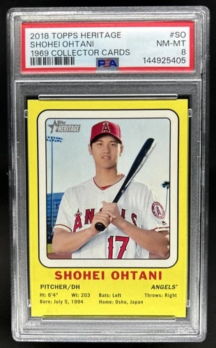 2018 Topps Heritage Shohei Ohtani 1969 Collector Cards RC #69CC-SO PSA 8