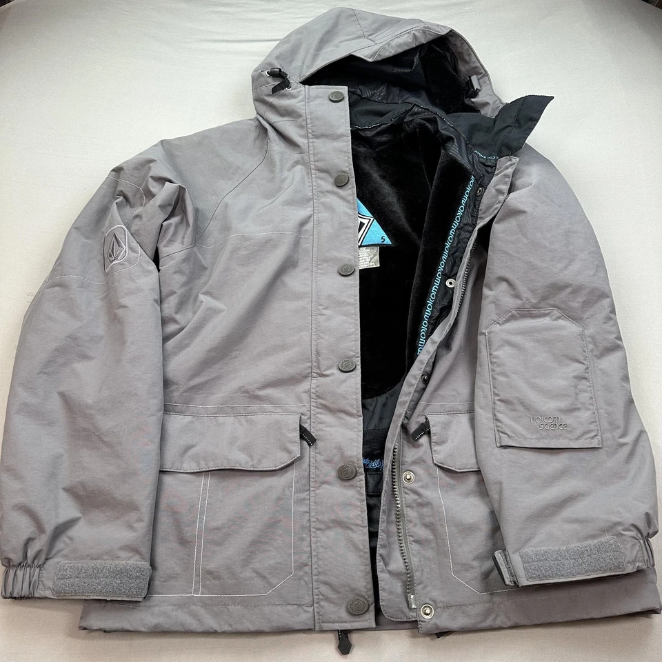 Volcom Snow Jacket Mens Small Hooded Science Parka Winter Coat Velour Lined - Image 2 of 4