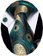 YourTies Paisley Ties for Men Floral Necktie Pocket Square Cufflinks Set