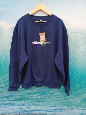 Stussy Sport App Crewneck Sweater Navy Size XXL NEW #0245