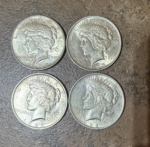 (4) Peace Silver Dollars (2)1922 & (2)1923 AU Condition #2