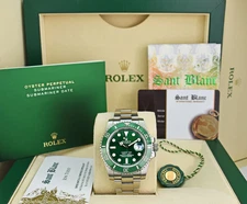 Rolex 40mm Stainless Steel Submariner Green "Hulk" Dial 116610LV SANT BLANC