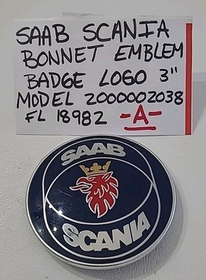 SAAB Scania Bonnet Emblem Badge Logo Car 3'' Model 2000002038 FL 18982 Read   A