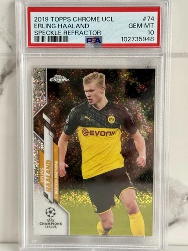 ERLING HAALAND 2019 TOPPS CHROME UCL 74 SPECKLE REFRACTOR RC PSA 10