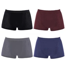 4pc Men Boxer Briefs Bamboo Soft Anti Odor Mesh Stretch Breathable Underwear