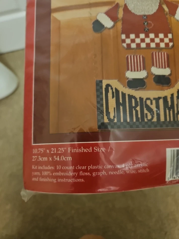 Merry Christmas Door Greeter Large Plastic Canvas Kit Holiday Time Sealed - Image 3 of 4