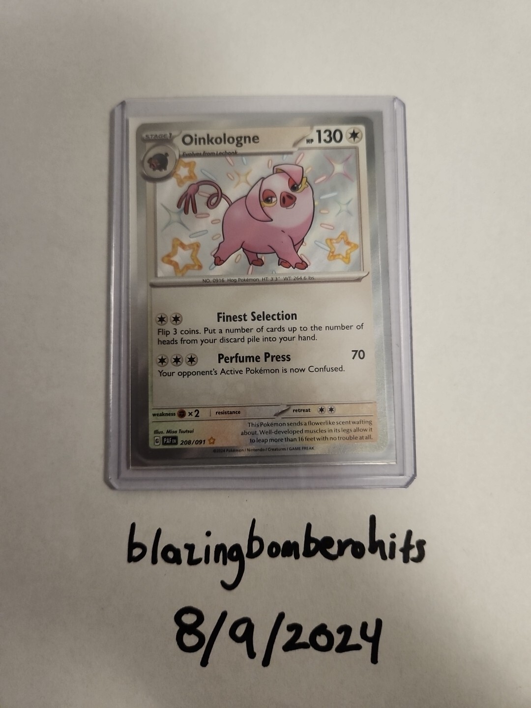 1x Oinkologne - 208/091 - Shiny Rare NM-Mint Pokemon SV04.5 - Paldean Fates