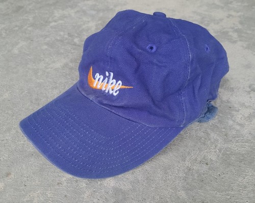 Vintage 90’s Nike Swoosh Logo Hat Blue Retro with the Racing Stripe-- Rare - Picture 4 of 19