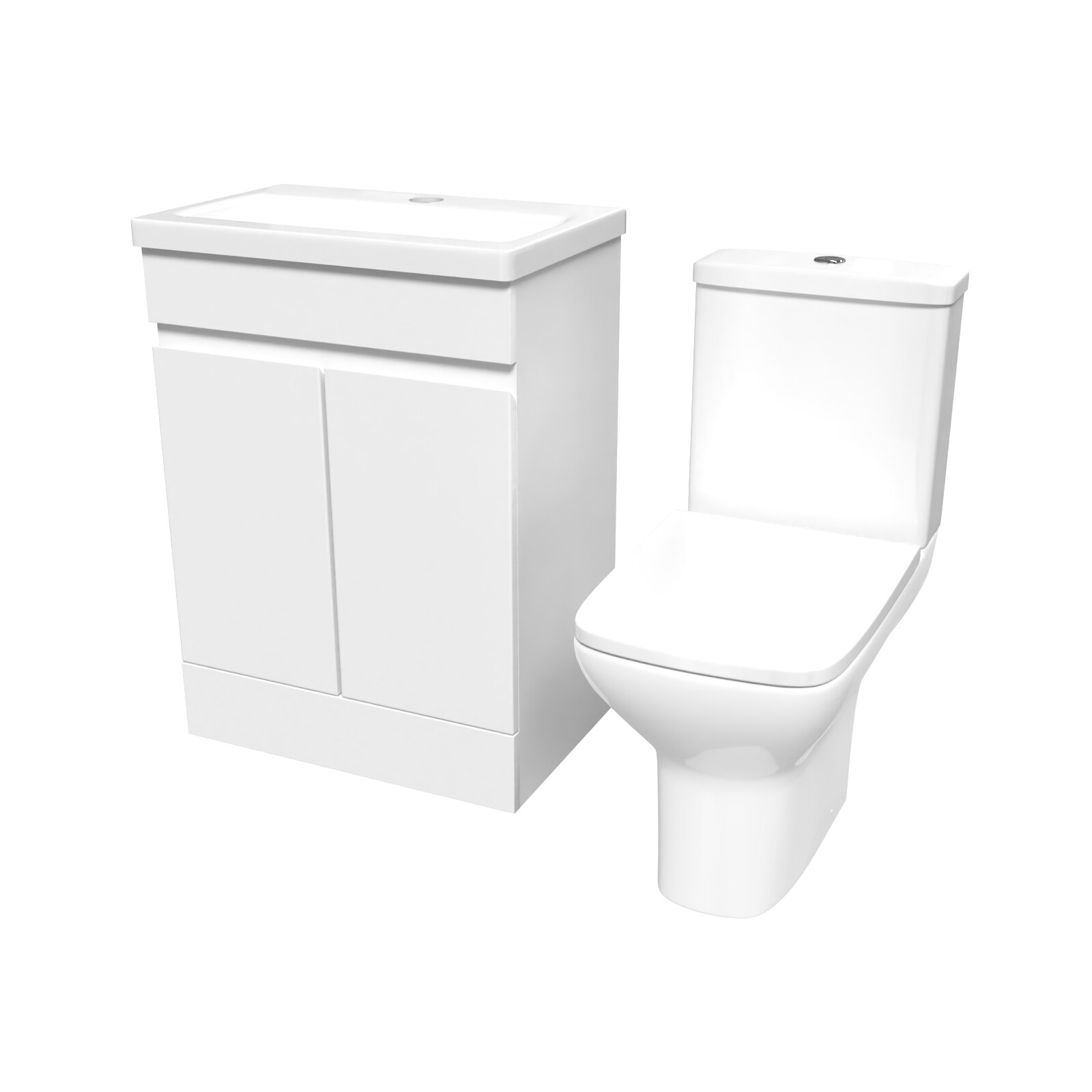 Nes Home 600Mm White Basin Vanity & Rimless Close Coupled Toilet - Image 2