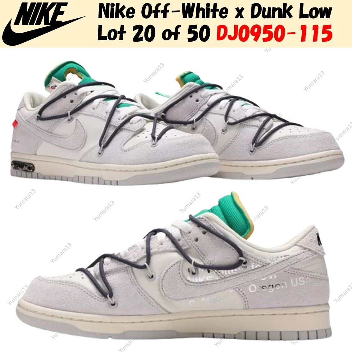 Nike Off-White x Dunk Low Lot 20 of 50 DJ0950-115 Men's Size Nike Off-White x Dunk Low Lot 20 of 50 DJ0950-115 Men's Size