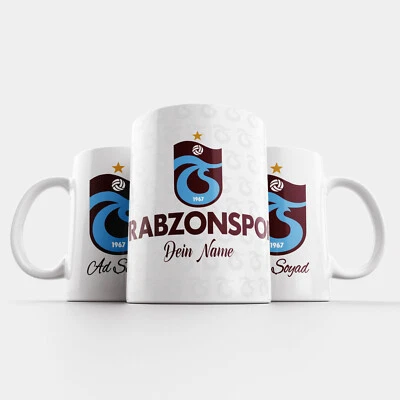 VIVA WERBUNG Trabzonspor Tasse Trabzon mit Wunschname isim soyisim Geschenk bordo mavi kupa