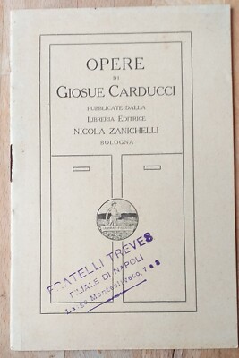 Zanichelli Katalog - Werke von Giosué Carducci - Stempel TREVES Filiale di Napoli