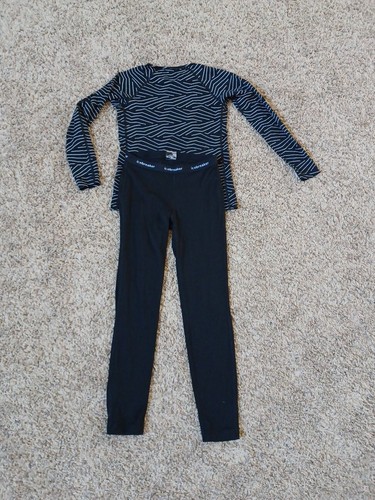 Icebreaker Midweight Black 100% Merino Wool Top And Pants Base Layer Size 10 - 第 1/8 張圖片