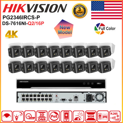 Hikvision 4k 16ch POE CCTV System Panoramic 4MP Dual Lens Full Color Camera Lot