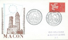 FRANCE : ENVELOPPE COMMEMORATIVE REMISE DU DRAPEAU DE L'EUROPE MACON 1962