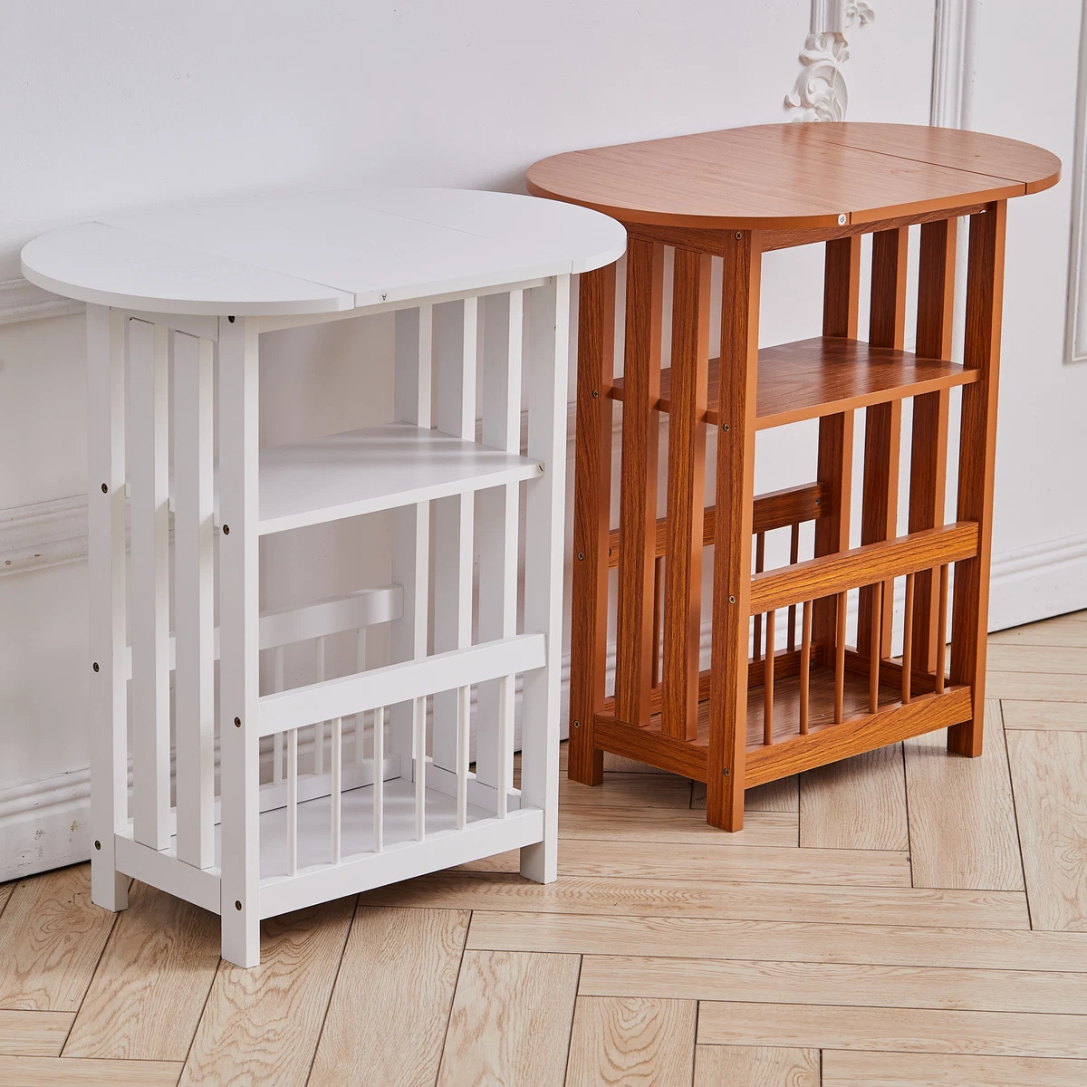 Folding Side End Table Small Tea Coffee Table Wooden Magazine Rack