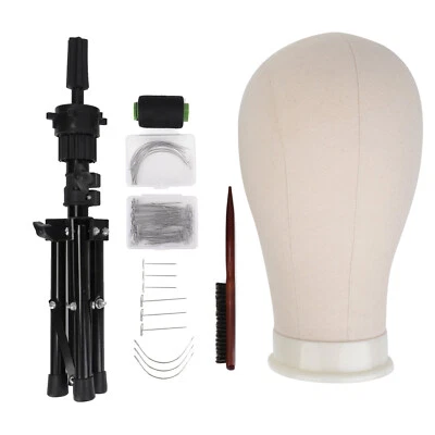 NEVERLAND BEAUTY&HEALTH 21''-23'' Canvas Block Wig Making Mannequin Head with Tripod Stand & Clamp