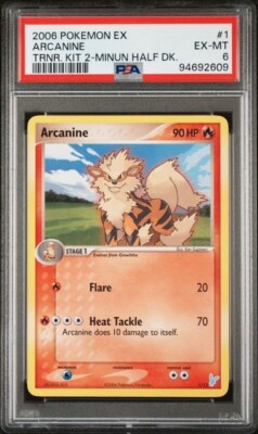2006 POKEMON EX TRAINER KIT 2 MINUN HALF DECK 1/12 ARCANINE PSA 6