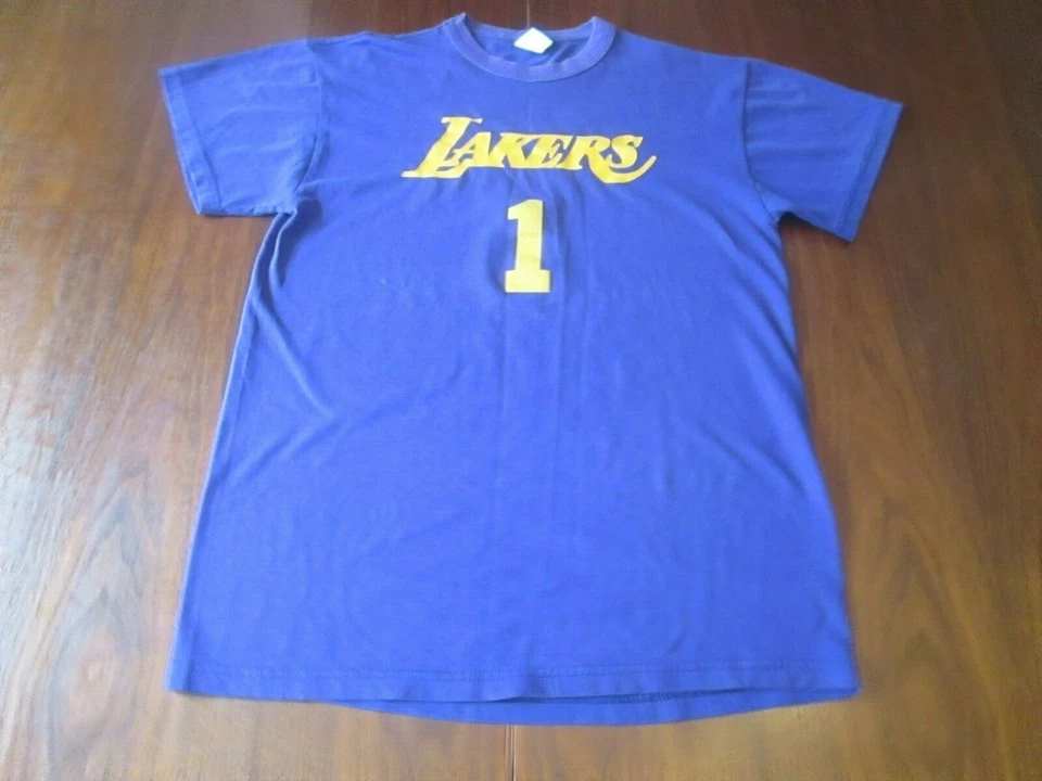 Camiseta De Colección Russell Athletic NuBlend Los Angeles LAKERS 1 Púrpura Pequeña 50/50 Foto 3 de 4