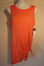 Womens Hi-Low Tunic Plus Size 2X Top Peach Sleeveless Shirt Split Sides Blouse