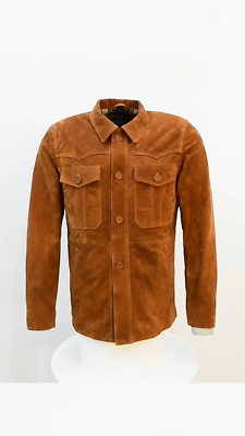Veste Camionneur Western En Daim Véritable Marron - Homme, Tailles XS à 3XL, Neuf Avec étiquettes, Fabriqué En Inde