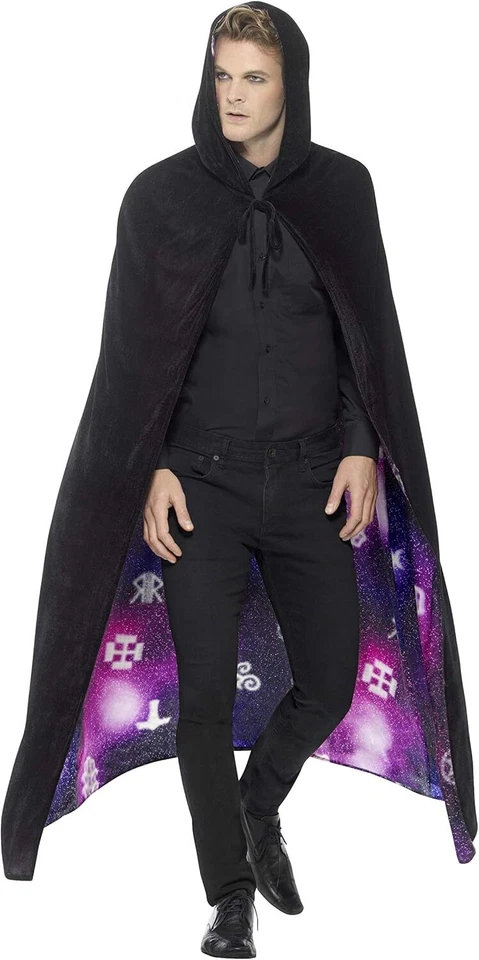 Capa Smiffys 45118 Deluxe Reversible Galaxy Ouija, Negra y Púrpura, Talla Única Foto 2 de 3