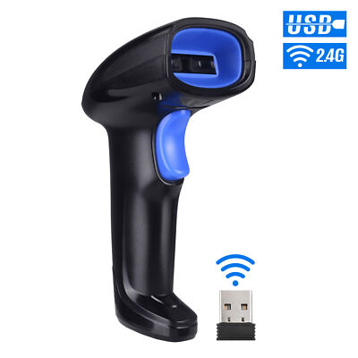 2.4Ghz Wireless Barcode Scanner USB Cordless 1D Laser Barcode Reader Handhold