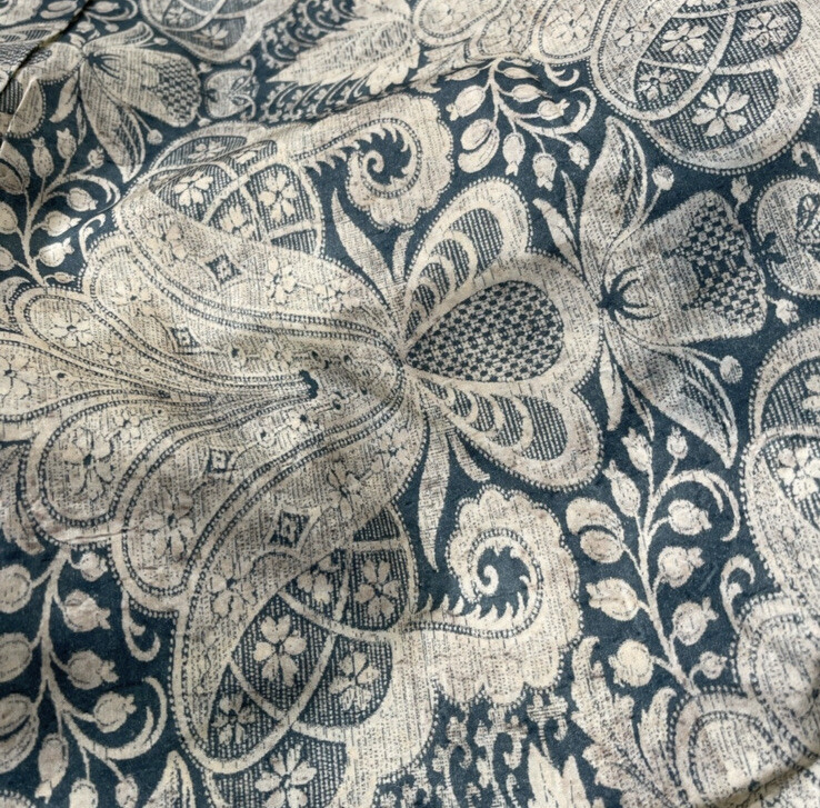 Pottery Barn Janelle Scroll Cotton Duvet Cover, Full/Queen, Blue Damask