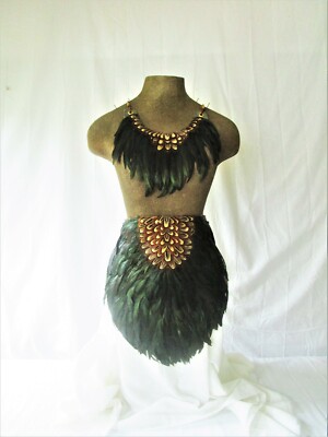 Handmade coquil feather collar and loincloth with pheasant feather finish   C 23