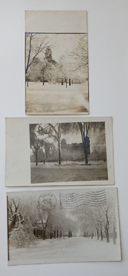 3 SANDUSKY OHIO REAL PHOTO POSTCARD FEB 14 1909 ICE STORM WINTER DISASTER