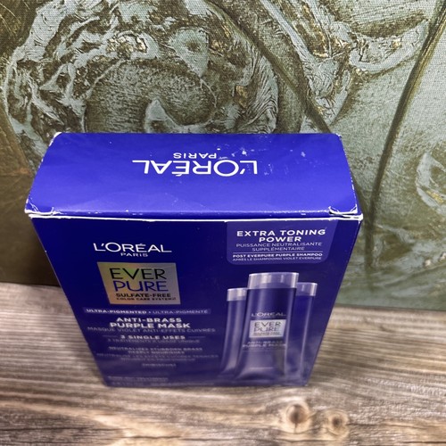 L’Oreal EverPure Anti Brass Purple Mask Rinse Out Treatments 1 Fl Oz 3 Uses - Picture 2 of 6