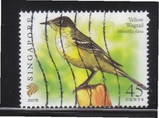 SINGAPOUR 2007 YELLOW WAGTAIL 0,45 $ 1ÈRE RÉIMPRESSION (2007B) 1 TIMBRE EN FI...