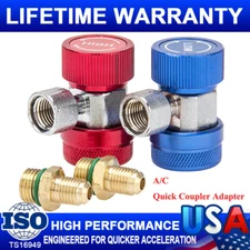 2 HVAC Quick Coupler Manifold Gauge Adapters And Hose Fittings For Car AC System